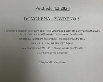 4.3.2026 DOVOLENÁ - ZAVŘENO!!!